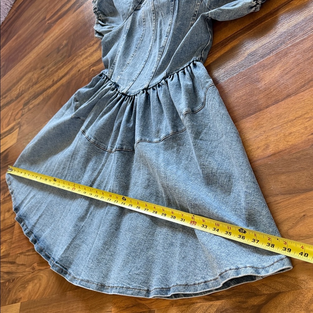 Softer Denim Dress with Puff Sleeves sz M (NWT) - Picture 8 of 15